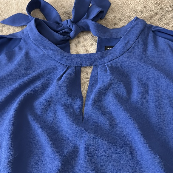 WHBM blue high neck dress 2, ties in back - Picture 3 of 9